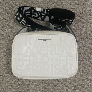 Karl Lagerfeld Paris White Embossed Crossbody Bag